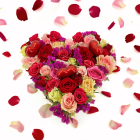 Hartvormig bloemstuk A heart full of love, een prachtige uiting van genegenheid.  