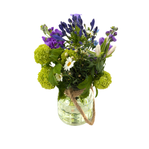 Koffieboeketje 'Violet Garden' (incl. vaas)